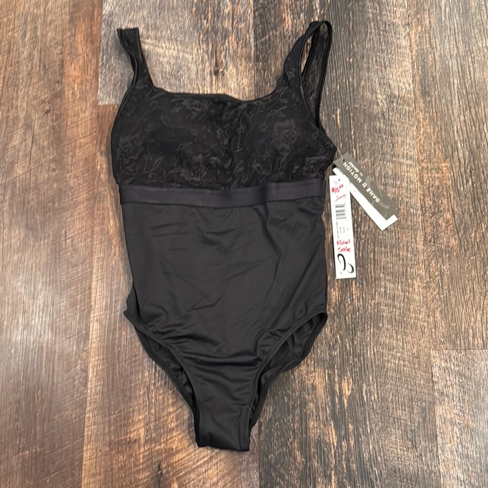 Black lace dance leotard